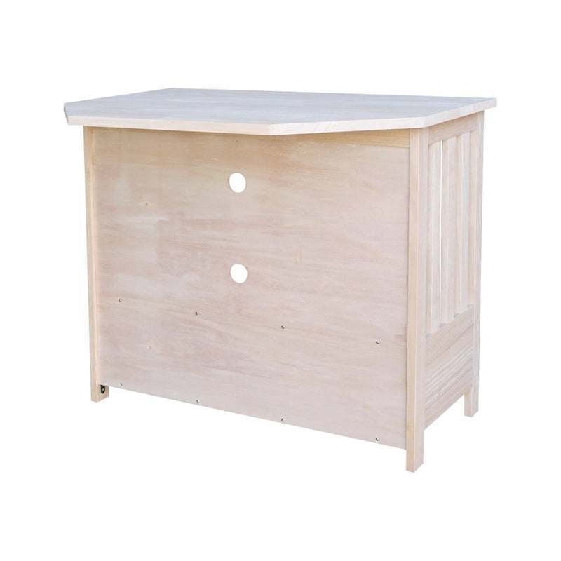 Solid Hardwood Mission Corner TV Stand with Drawer & Shelves