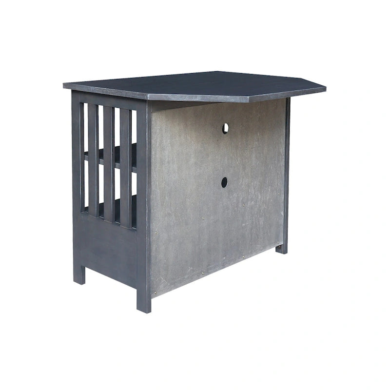 Solid Hardwood Mission Corner TV Stand with Drawer & Shelves