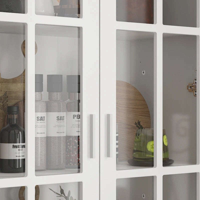 White Glass Door Bookcase & Display Cabinet with Drawer