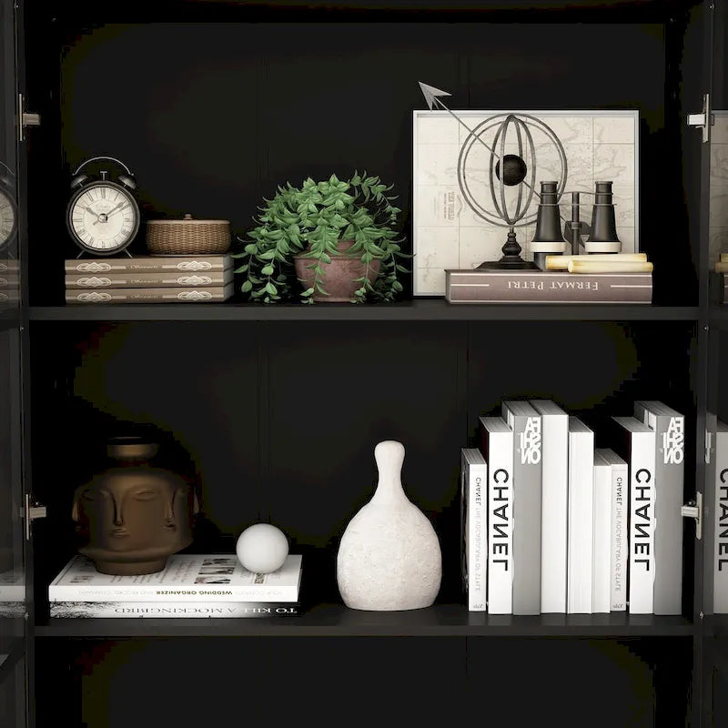 White Glass Door Bookcase & Display Cabinet with Drawer