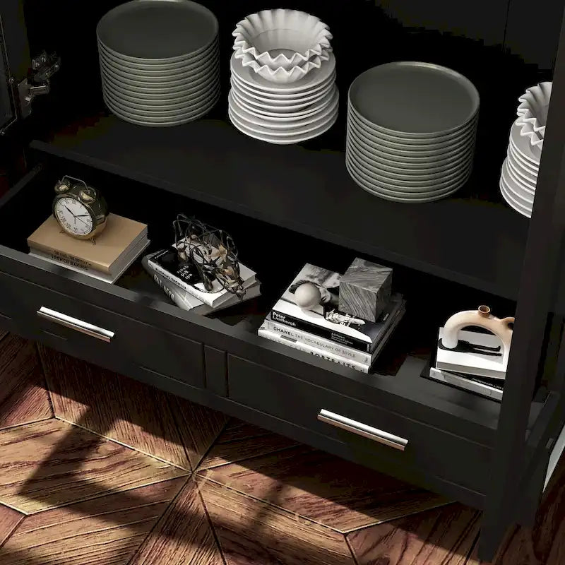 White Glass Door Bookcase & Display Cabinet with Drawer