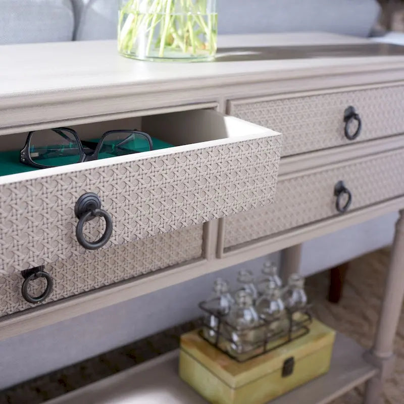 4-Drawer Wood Console Table with Carved Detail 42"