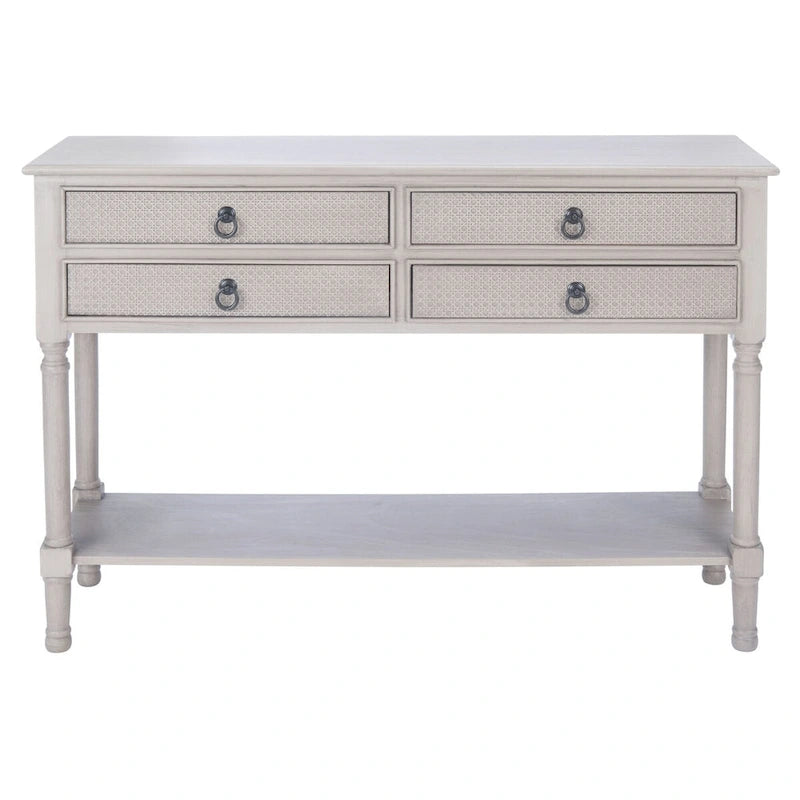 4-Drawer Wood Console Table with Carved Detail 42"