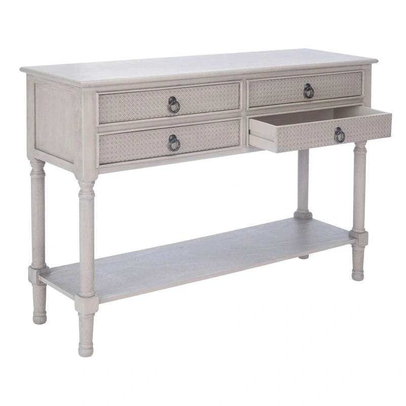 4-Drawer Wood Console Table with Carved Detail 42"