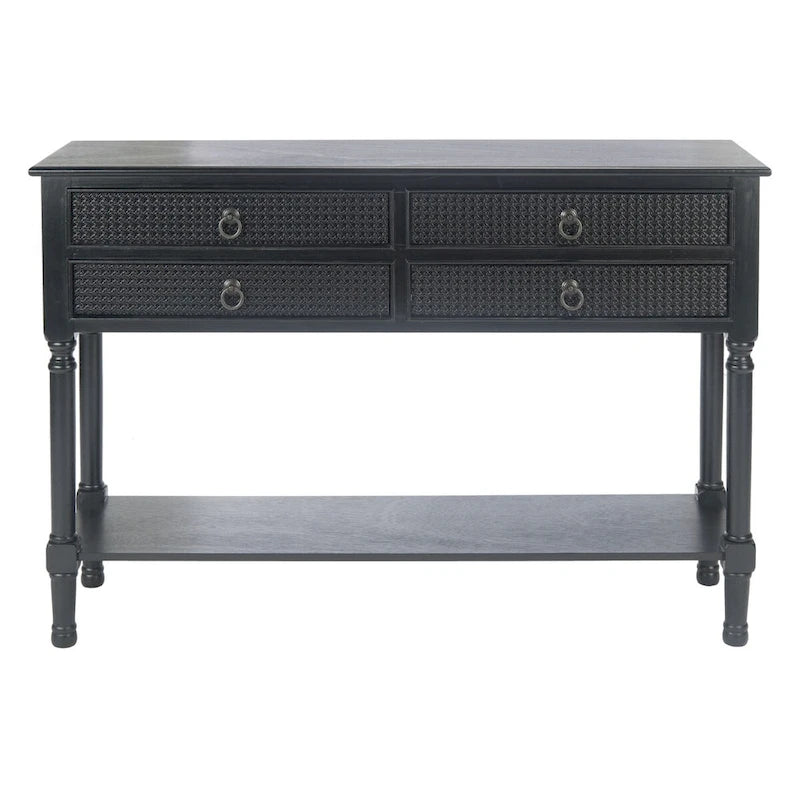 4-Drawer Wood Console Table with Carved Detail 42"