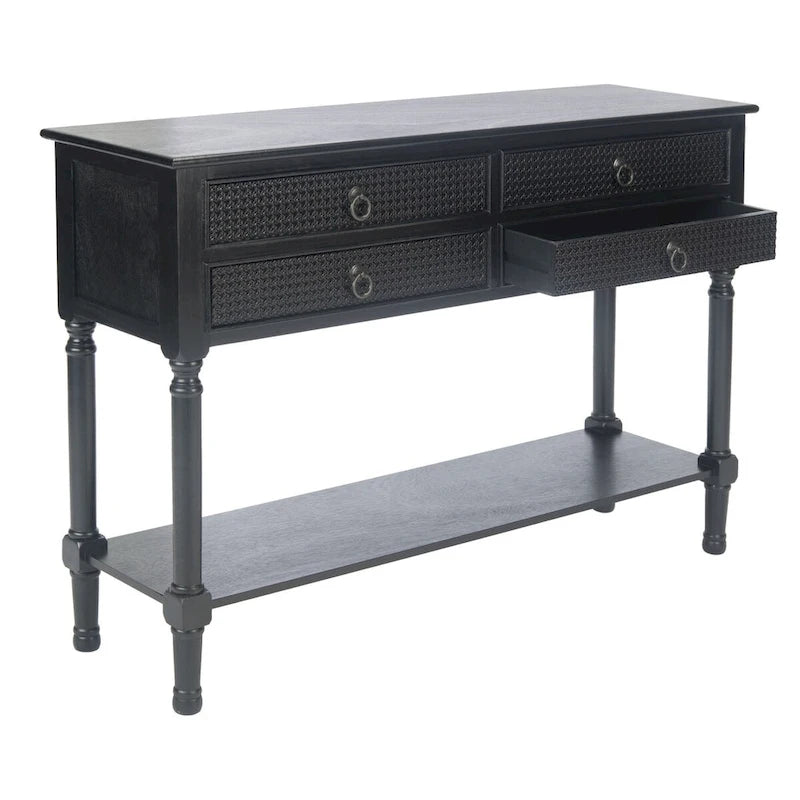 4-Drawer Wood Console Table with Carved Detail 42"