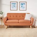 Mid-Century Modern Loveseat with Button-Tufted Back & Wood Legs