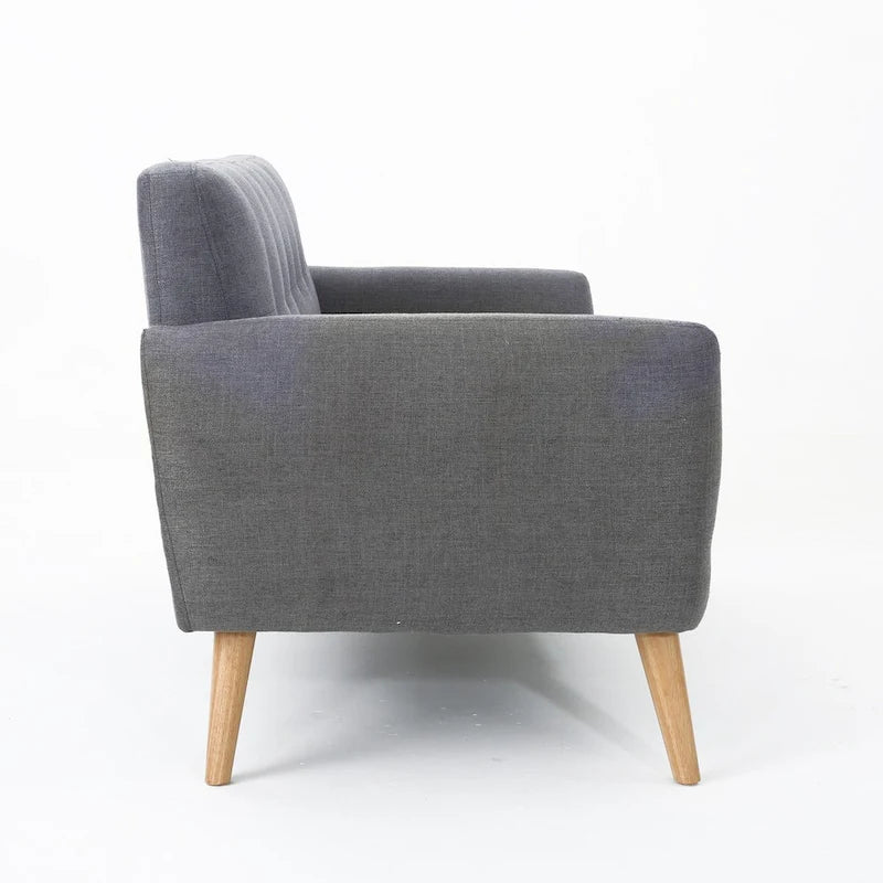 Mid-Century Modern Loveseat with Button-Tufted Back & Wood Legs