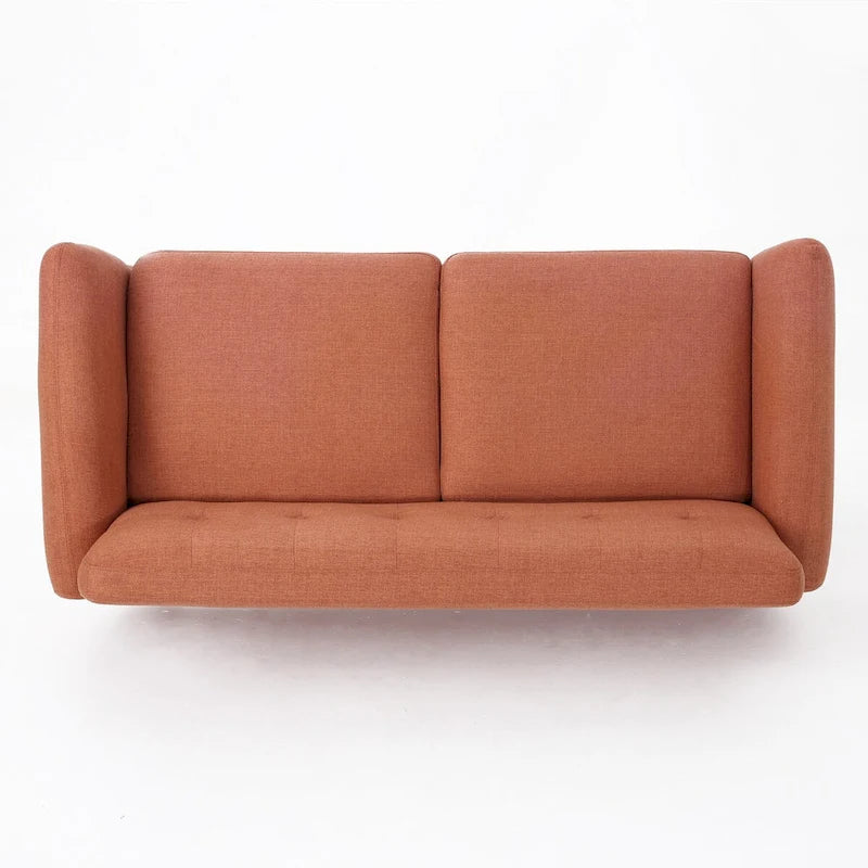 Mid-Century Modern Loveseat with Button-Tufted Back & Wood Legs