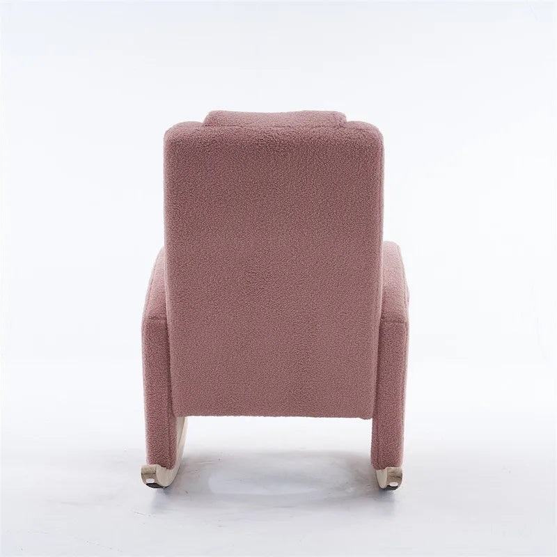 Teddy & Linen Fabric Nursery Rocking Chair with Adjustable Footrest & Pocket