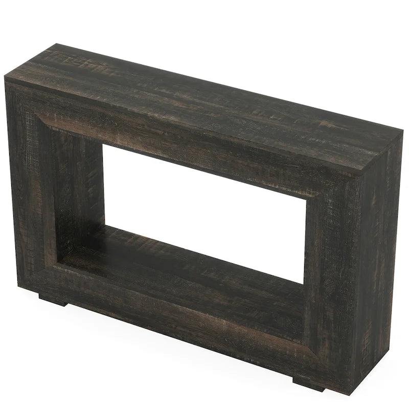 Wood-Look Particleboard Rustic Farmhouse Console Table with Open Shelf 47"
