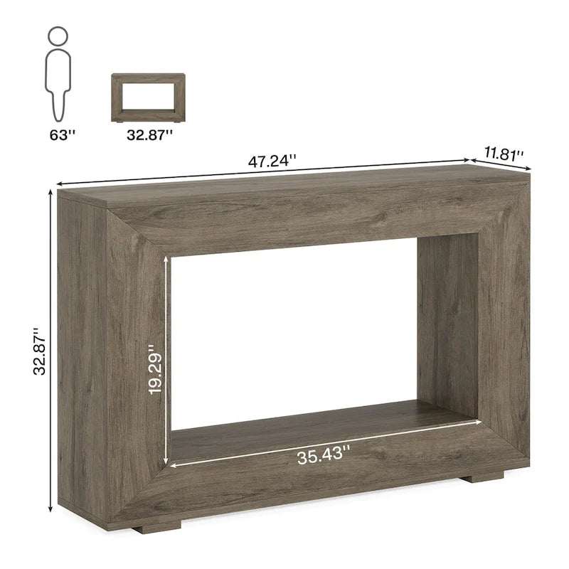 Wood-Look Particleboard Rustic Farmhouse Console Table with Open Shelf 47"