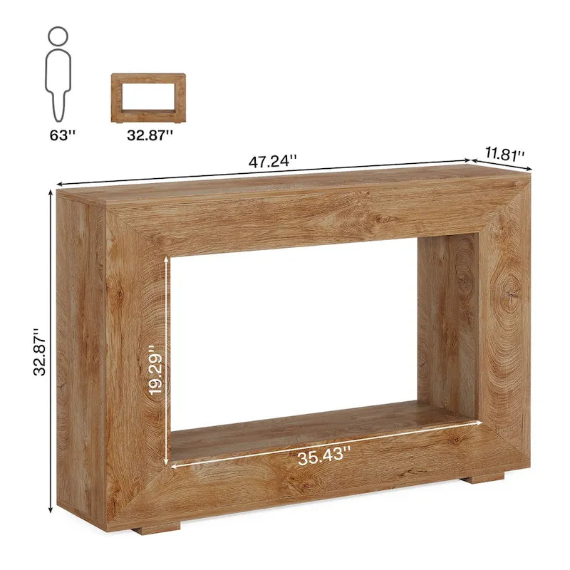 Wood-Look Particleboard Rustic Farmhouse Console Table with Open Shelf 47"