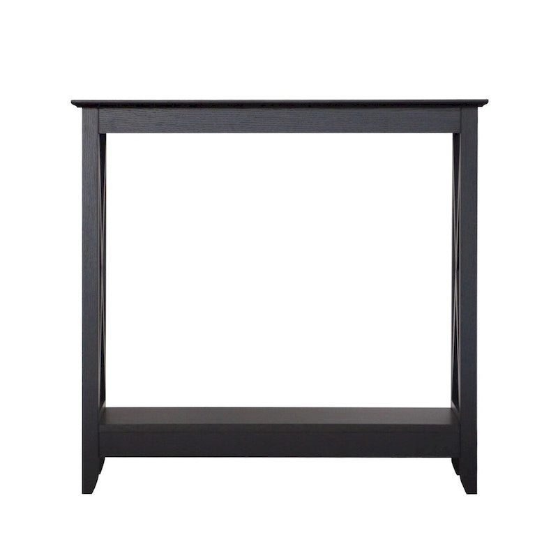 Laminate Wood-Look Modern Farmhouse Console Table with X-Cross Sides & Lower Shelf 31.5"