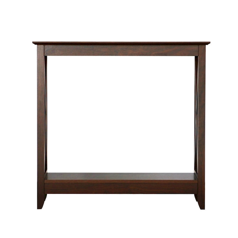 Laminate Wood-Look Modern Farmhouse Console Table with X-Cross Sides & Lower Shelf 31.5"