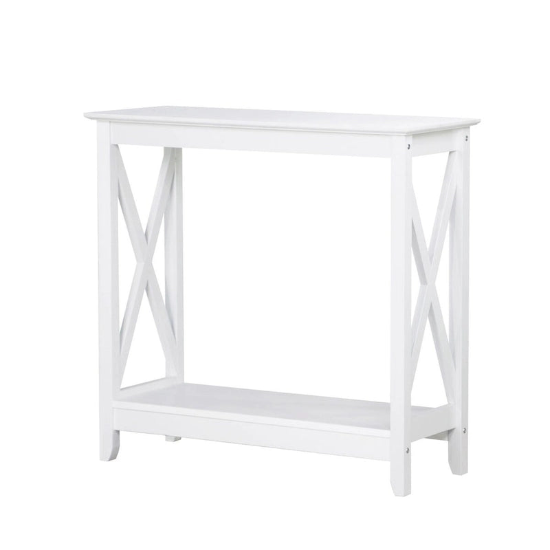 Laminate Wood-Look Modern Farmhouse Console Table with X-Cross Sides & Lower Shelf 31.5"