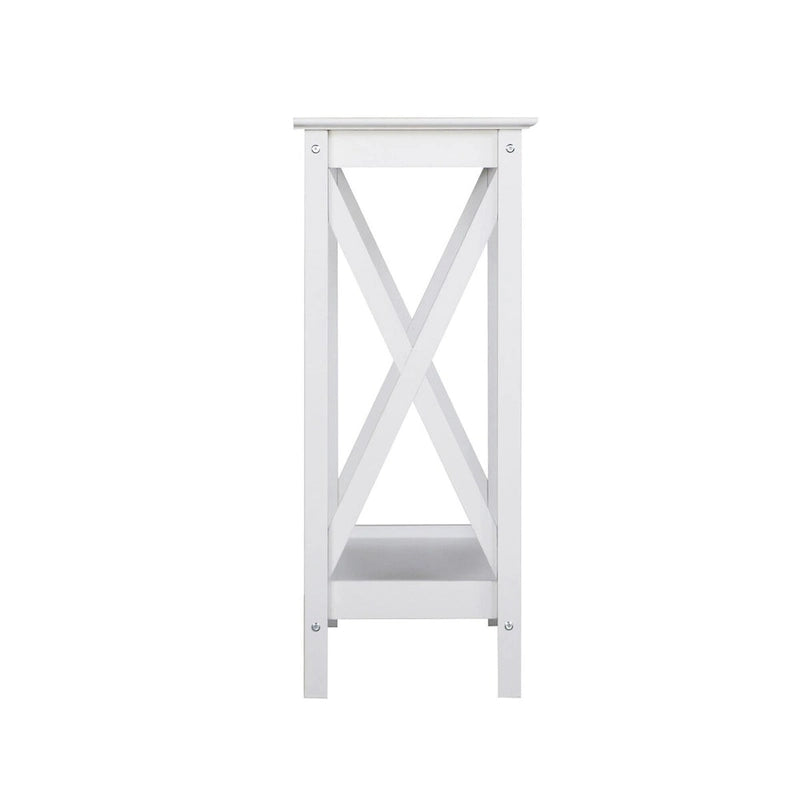 Laminate Wood-Look Modern Farmhouse Console Table with X-Cross Sides & Lower Shelf 31.5"