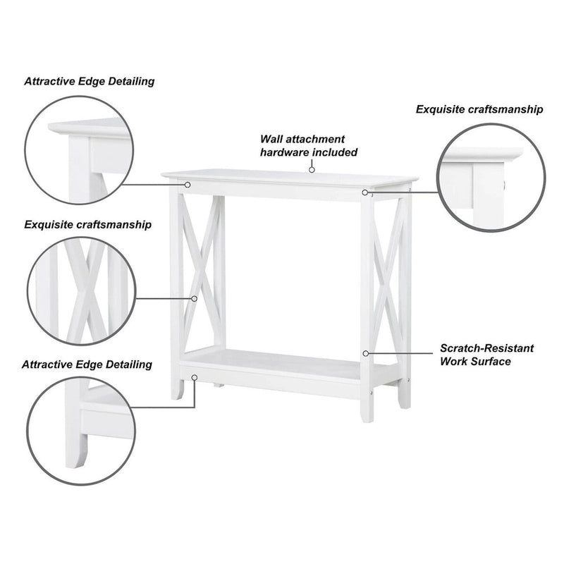 Laminate Wood-Look Modern Farmhouse Console Table with X-Cross Sides & Lower Shelf 31.5"