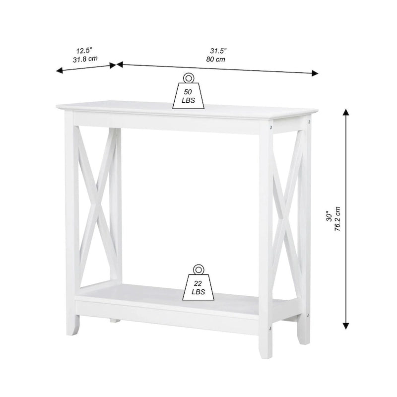 Laminate Wood-Look Modern Farmhouse Console Table with X-Cross Sides & Lower Shelf 31.5"