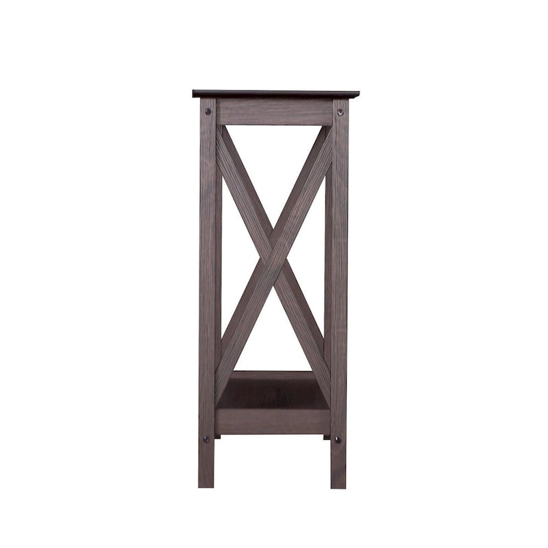 Laminate Wood-Look Modern Farmhouse Console Table with X-Cross Sides & Lower Shelf 31.5"