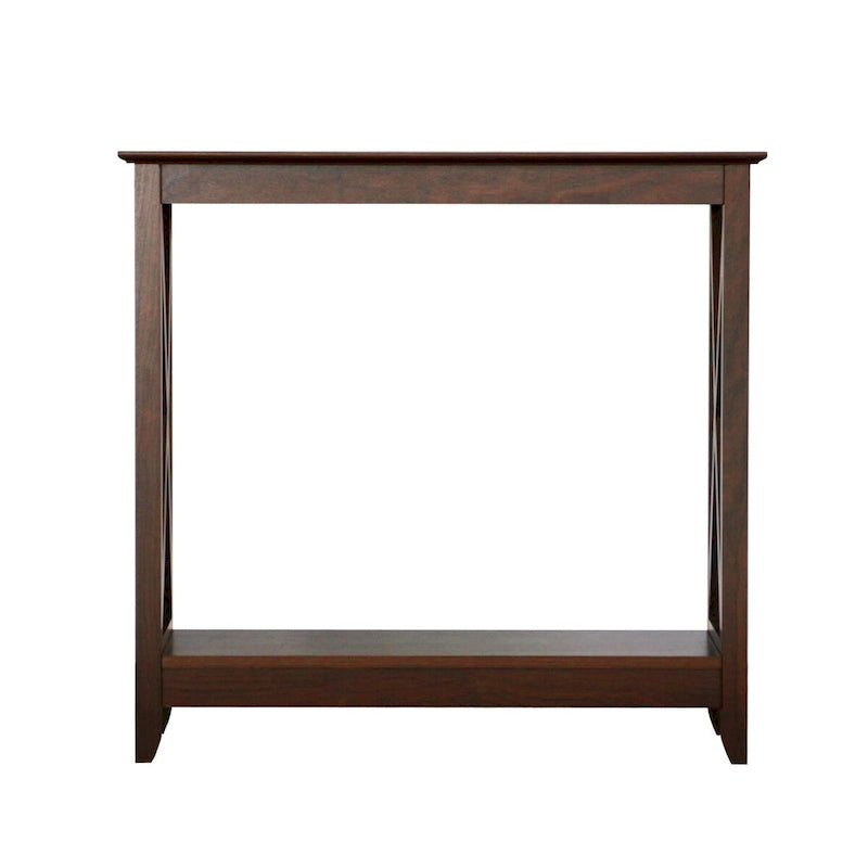 Laminate Wood-Look Modern Farmhouse Console Table with X-Cross Sides & Lower Shelf 31.5"