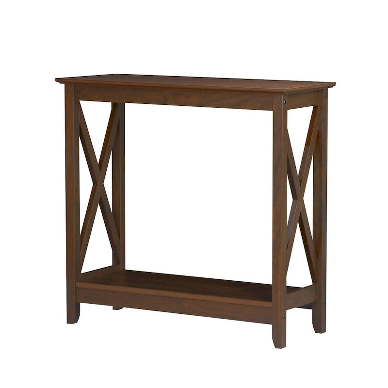 Laminate Wood-Look Modern Farmhouse Console Table with X-Cross Sides & Lower Shelf 31.5"