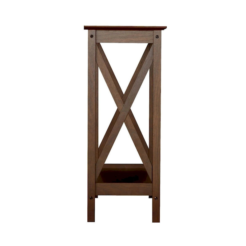 Laminate Wood-Look Modern Farmhouse Console Table with X-Cross Sides & Lower Shelf 31.5"
