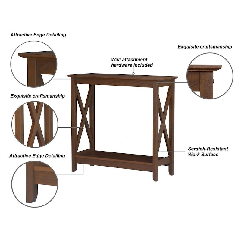Laminate Wood-Look Modern Farmhouse Console Table with X-Cross Sides & Lower Shelf 31.5"