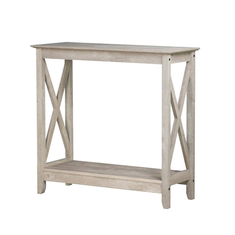Laminate Wood-Look Modern Farmhouse Console Table with X-Cross Sides & Lower Shelf 31.5"