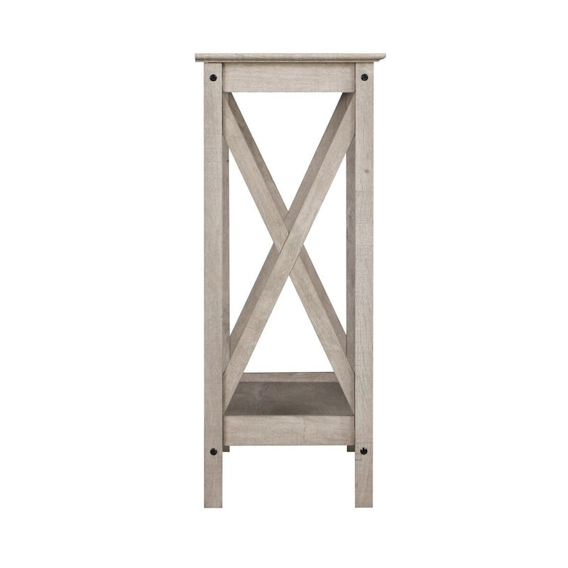 Laminate Wood-Look Modern Farmhouse Console Table with X-Cross Sides & Lower Shelf 31.5"