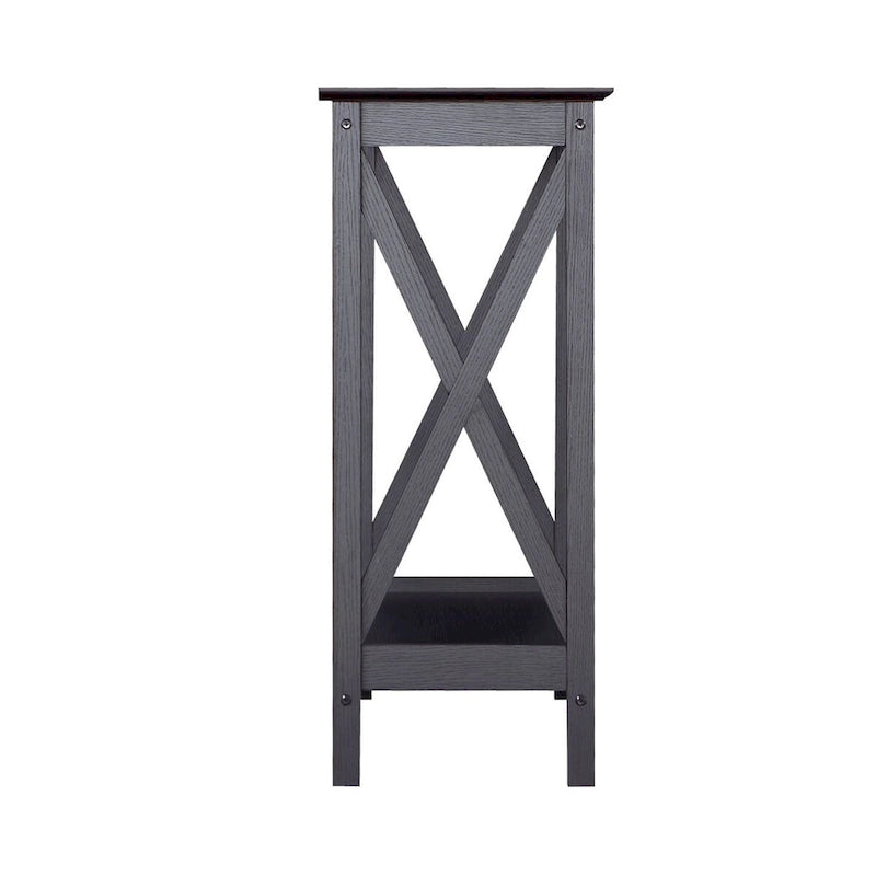 Laminate Wood-Look Modern Farmhouse Console Table with X-Cross Sides & Lower Shelf 31.5"