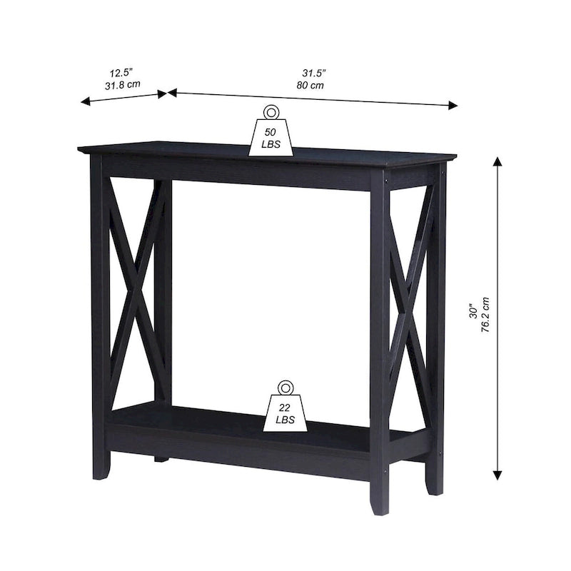 Laminate Wood-Look Modern Farmhouse Console Table with X-Cross Sides & Lower Shelf 31.5"