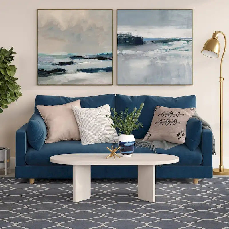 Wood-Look Oval Coffee Table with Angled Legs 48"