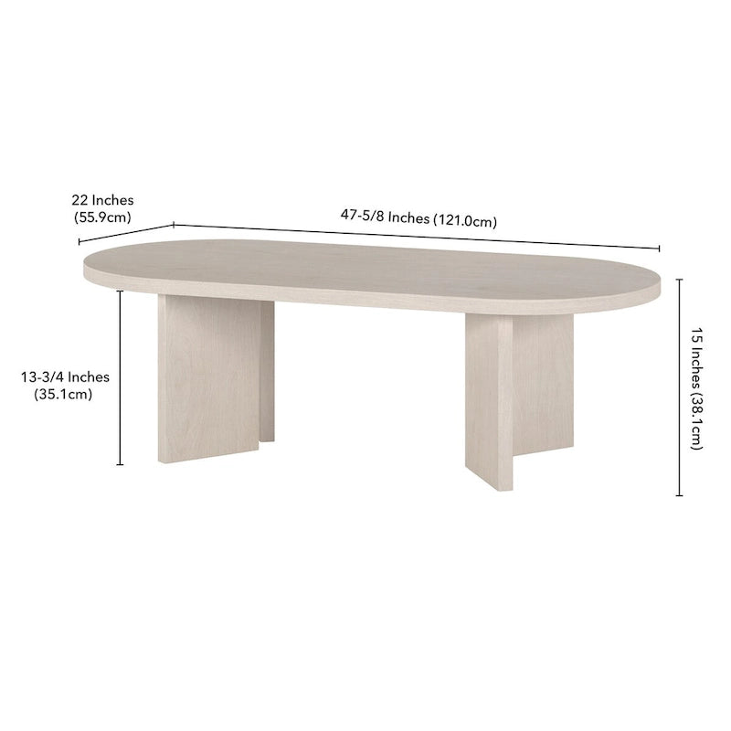 Wood-Look Oval Coffee Table with Angled Legs 48"