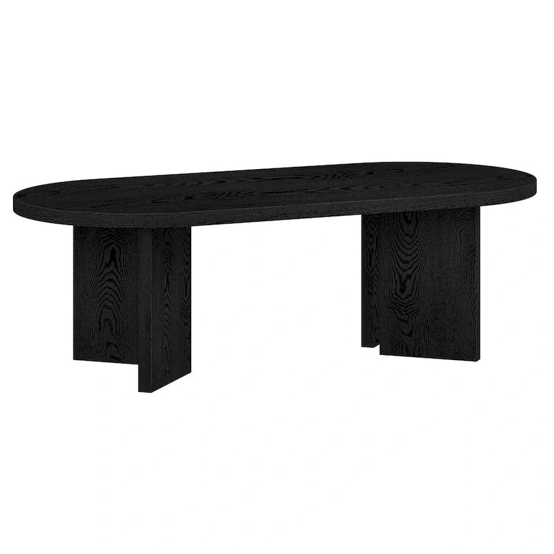 Wood-Look Oval Coffee Table with Angled Legs 48"
