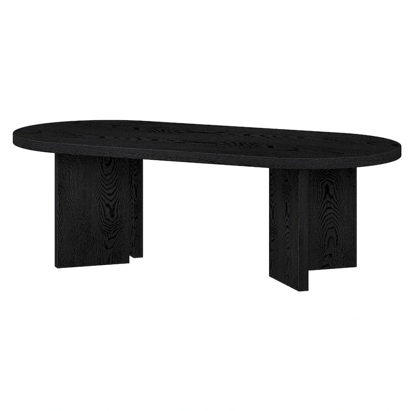 Wood-Look Oval Coffee Table with Angled Legs 48"