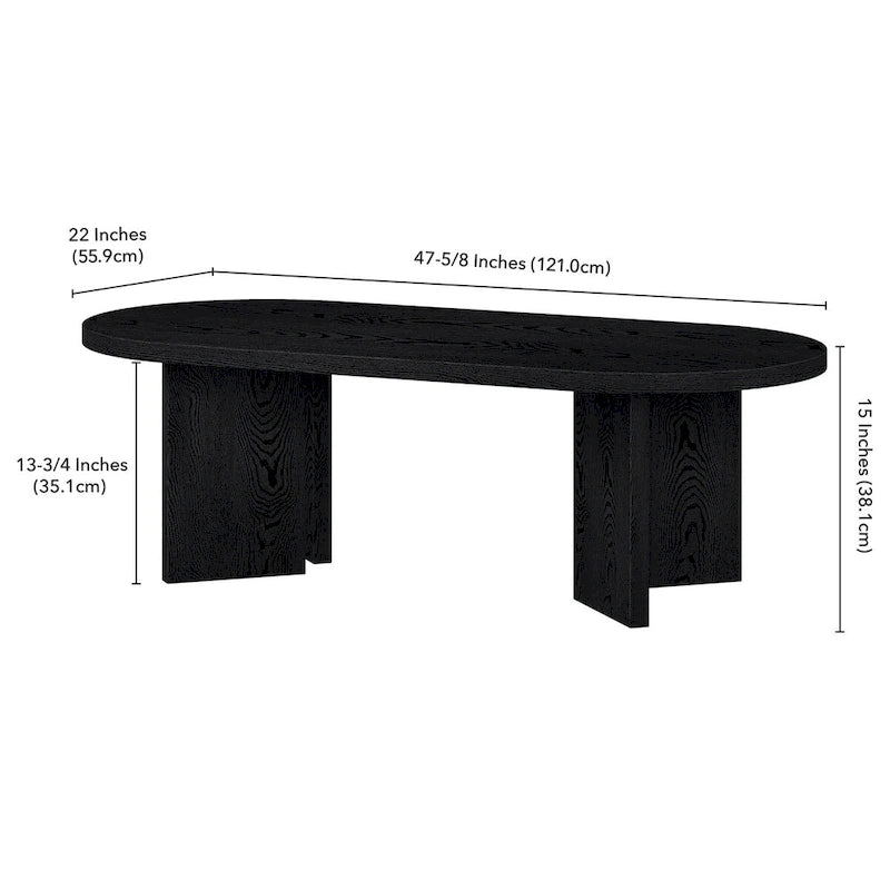 Wood-Look Oval Coffee Table with Angled Legs 48"