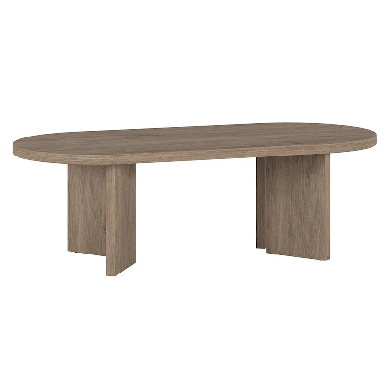 Wood-Look Oval Coffee Table with Angled Legs 48"