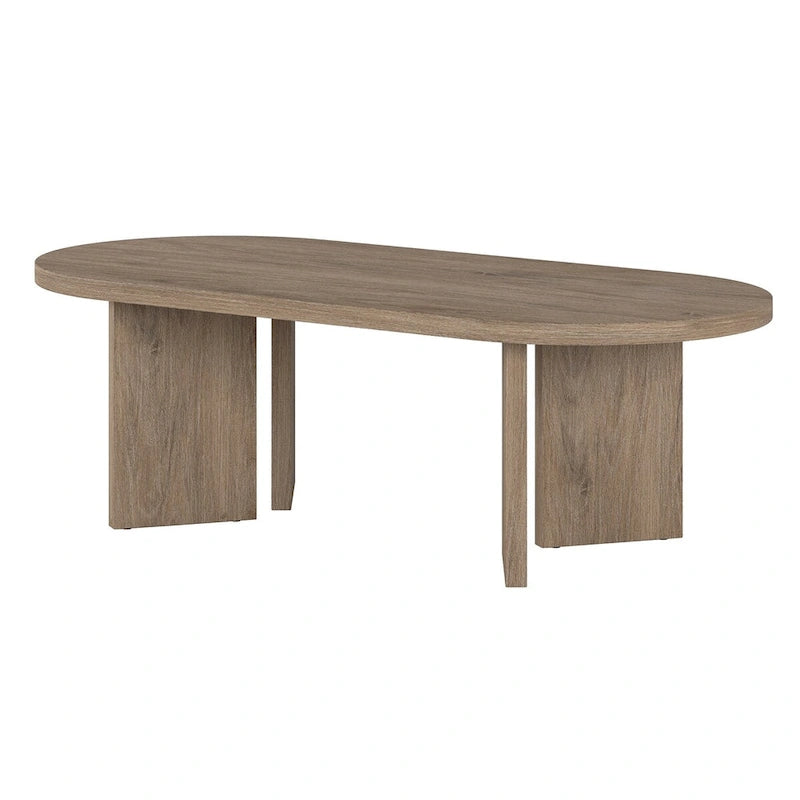 Wood-Look Oval Coffee Table with Angled Legs 48"