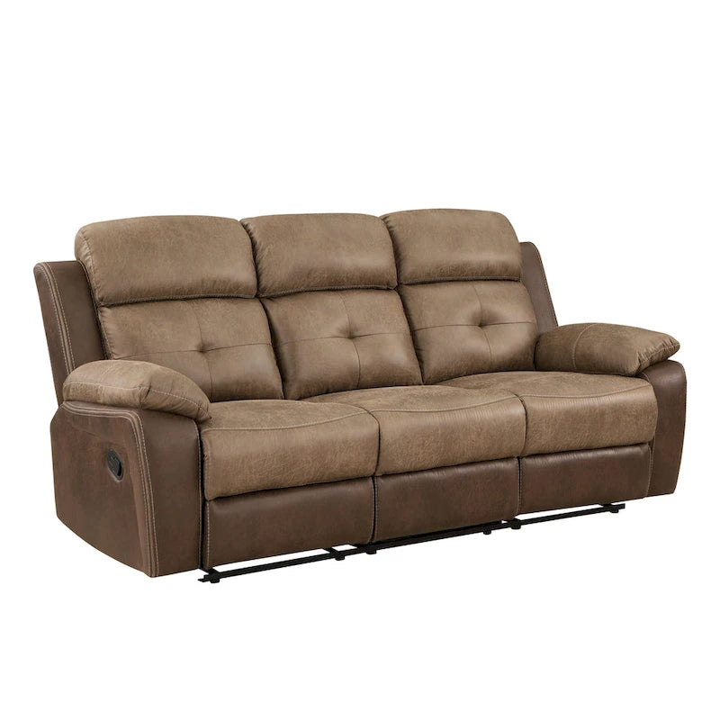84" Microfiber Double Manual Recliner Sofa with Solid Wood Frame