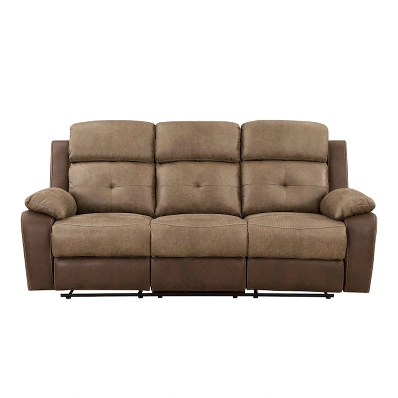 84" Microfiber Double Manual Recliner Sofa with Solid Wood Frame