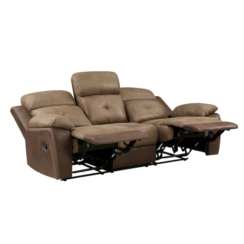 84" Microfiber Double Manual Recliner Sofa with Solid Wood Frame