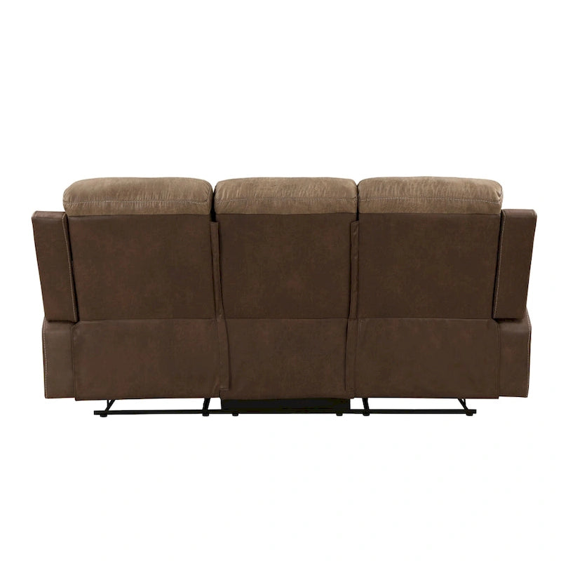 84" Microfiber Double Manual Recliner Sofa with Solid Wood Frame