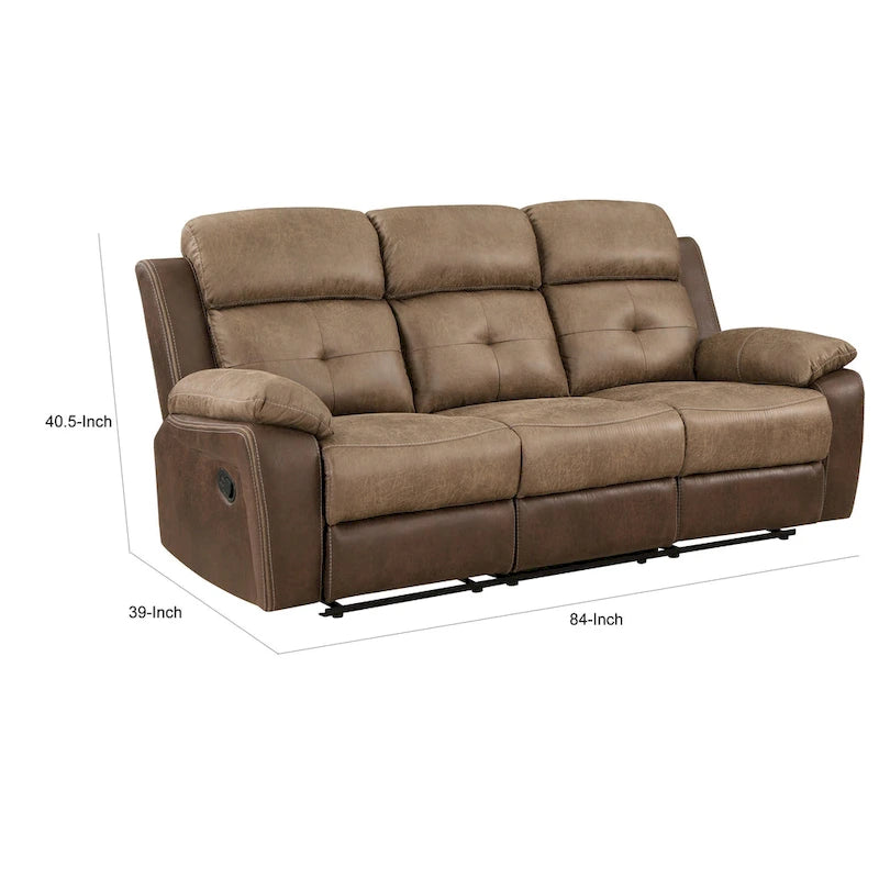 84" Microfiber Double Manual Recliner Sofa with Solid Wood Frame
