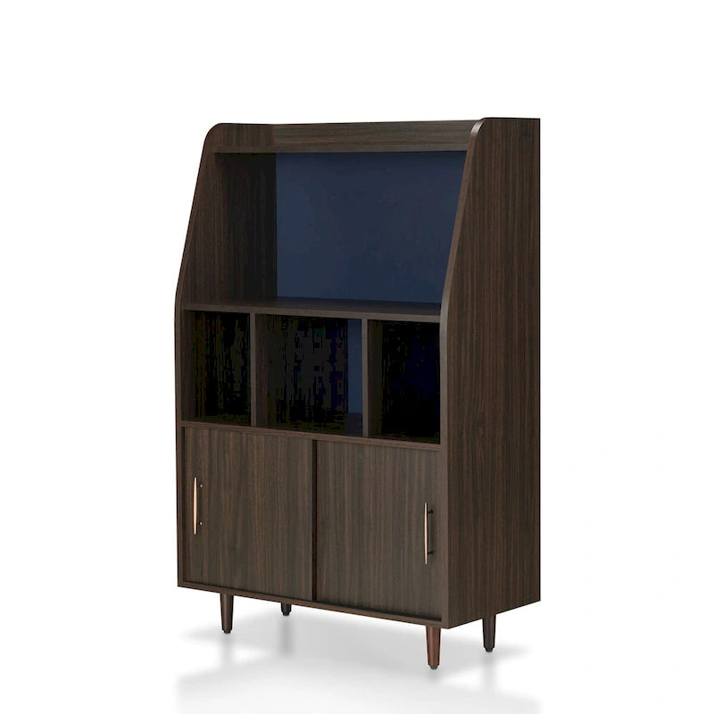 Contemporary Buffet with Sliding Doors, 4 Shelves & Rose Gold Handles - Wenge 32"