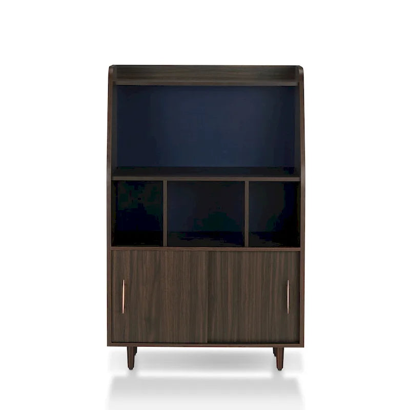 Contemporary Buffet with Sliding Doors, 4 Shelves & Rose Gold Handles - Wenge 32"