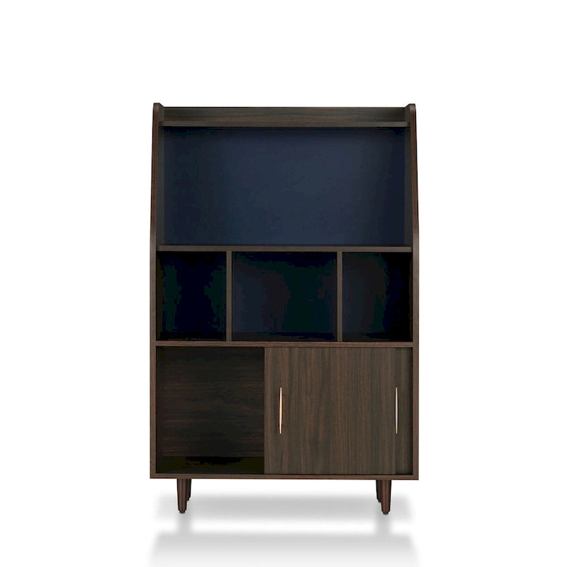 Contemporary Buffet with Sliding Doors, 4 Shelves & Rose Gold Handles - Wenge 32"