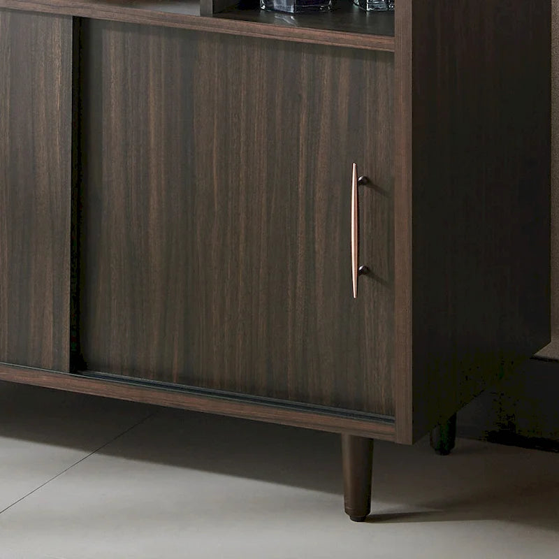 Contemporary Buffet with Sliding Doors, 4 Shelves & Rose Gold Handles - Wenge 32"