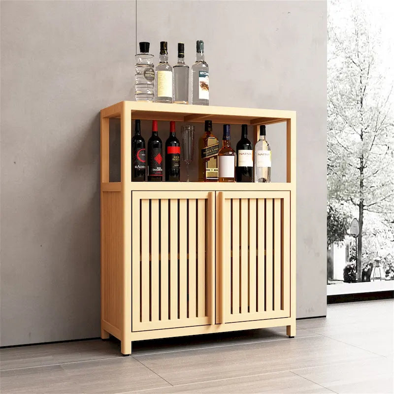 Bamboo Floor Storage Rack with Multi-Tier Shelves