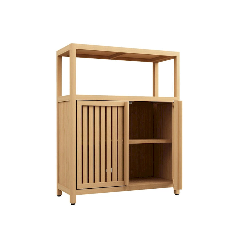 Bamboo Floor Storage Rack with Multi-Tier Shelves